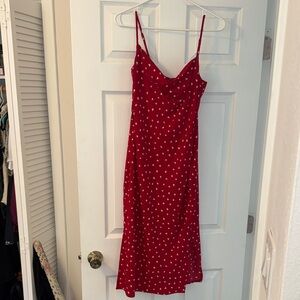 Nasty Gal Red Dress with White Heart Pattern